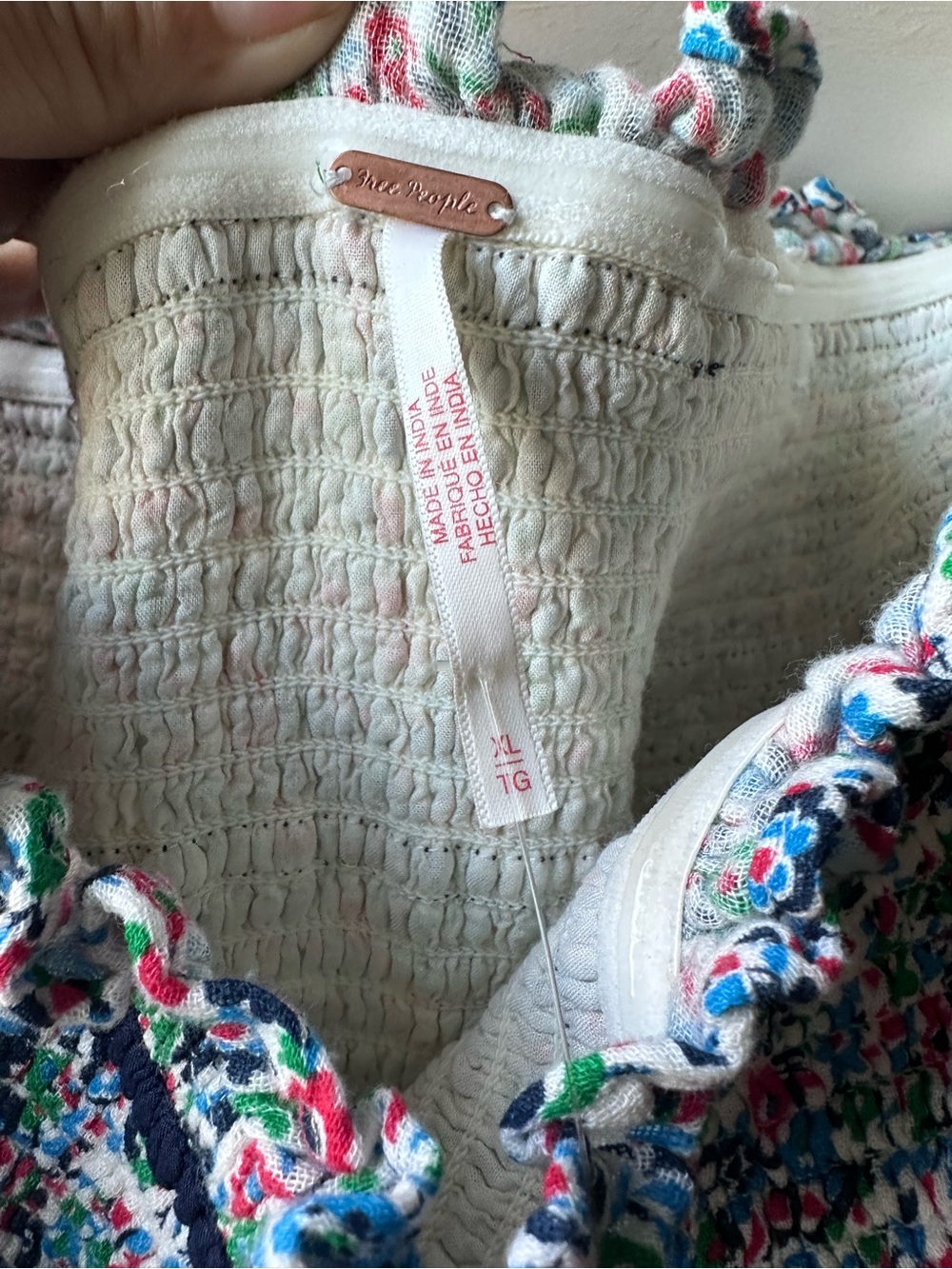 Free People Floral Multicolor Romper White, Blue, Pink, Green - Picture 2 of 7